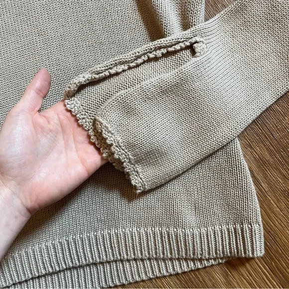 SOLD The Limited Beige V-Neck Sweater with Knit Detail and Bell Sleeves - Picture 4 of 6